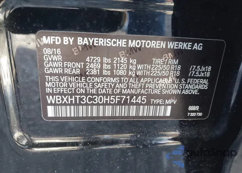 2017 BMW X1 xDrive28I z USA, uszkodzony, nr VIN WBXHT3C30H5F71445